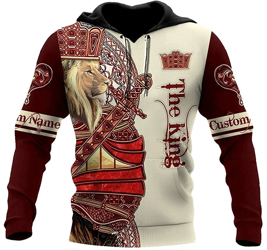 Personalized Name The King Lion Lightweight Premium Sportwear Up - 3D Printed Pullover Hoodie