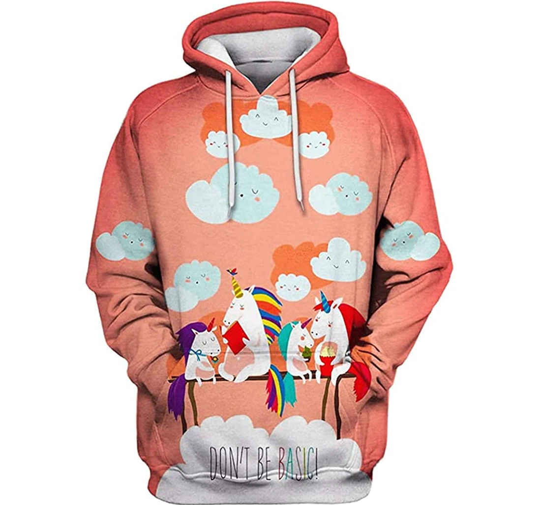 Unicorn Family Dont Be Basic - 3D Printed Pullover Hoodie