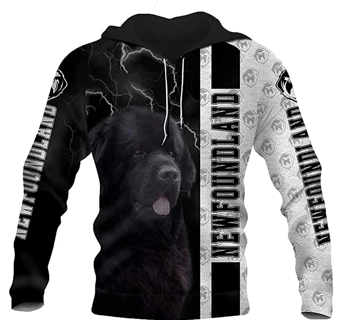 Newfoundland Dog Lightning - 3D Printed Pullover Hoodie