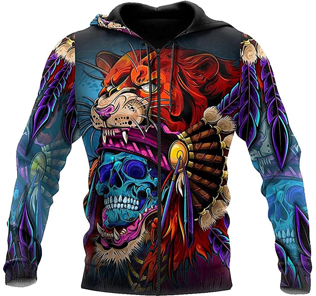 Lion Skull Colorful - 3D Printed Pullover Hoodie