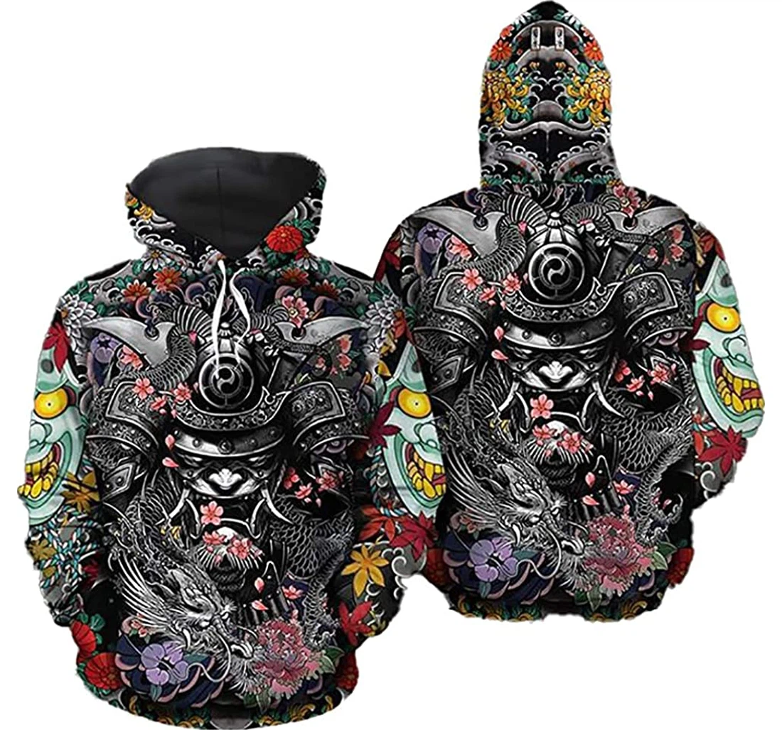 Samurai Dragon Tattoo - 3D Printed Pullover Hoodie