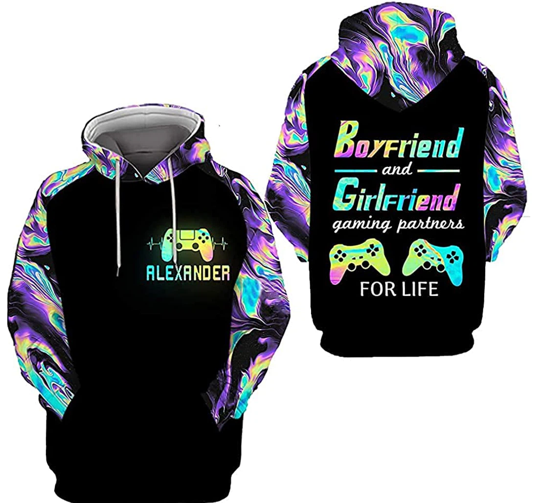 Personalized Boyfriend Girlfriend Gaming Partner - 3D Printed Pullover Hoodie