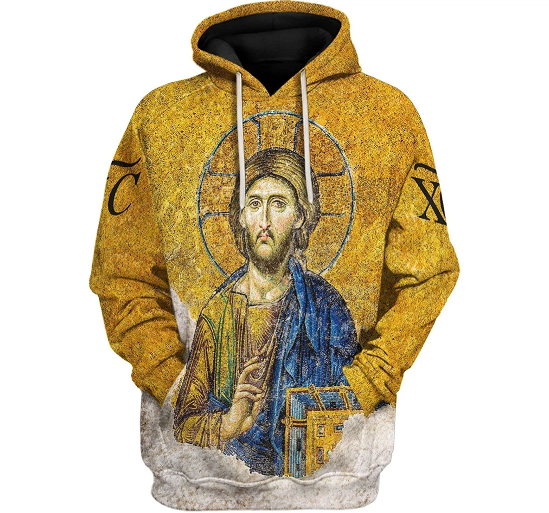 Christian Orthodox Jesus Gold Lightweight Sportwear Up - 3D Printed Pullover Hoodie