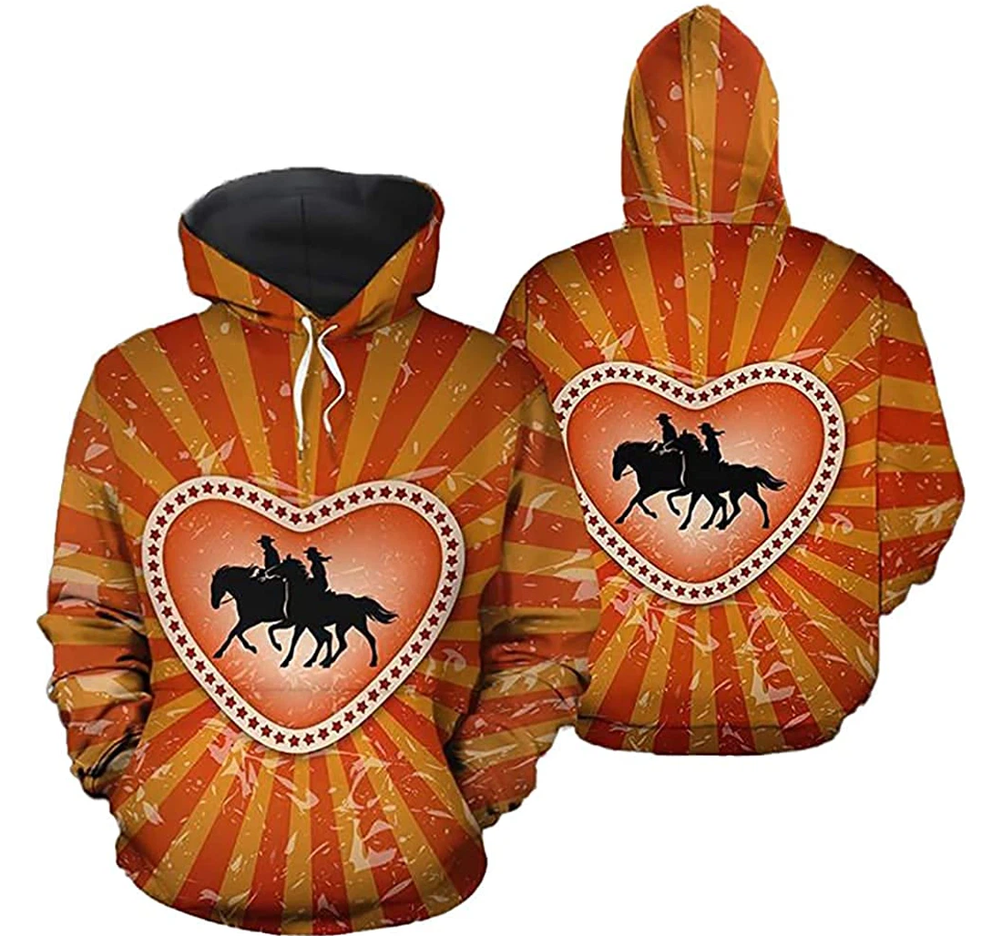 Valentine Day Couple Rodeo - 3D Printed Pullover Hoodie