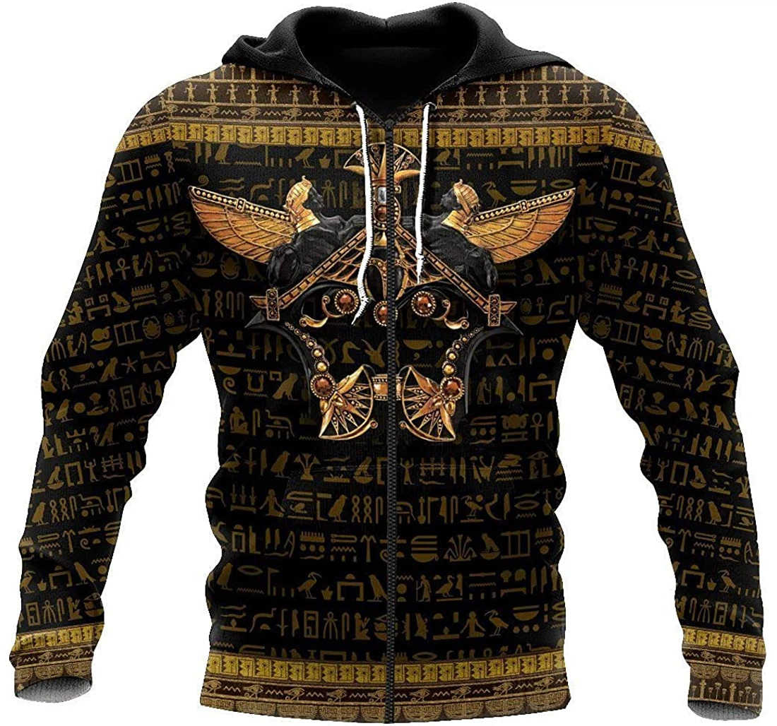 Ancient Egypt Scarab Beetle Golden Lightweight Sportwear Up - 3D Printed Pullover Hoodie