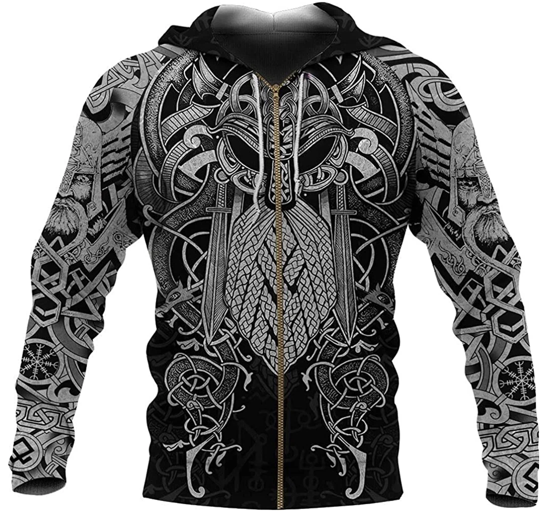 Vikings Odin Lightweight Sportwear Up - 3D Printed Pullover Hoodie