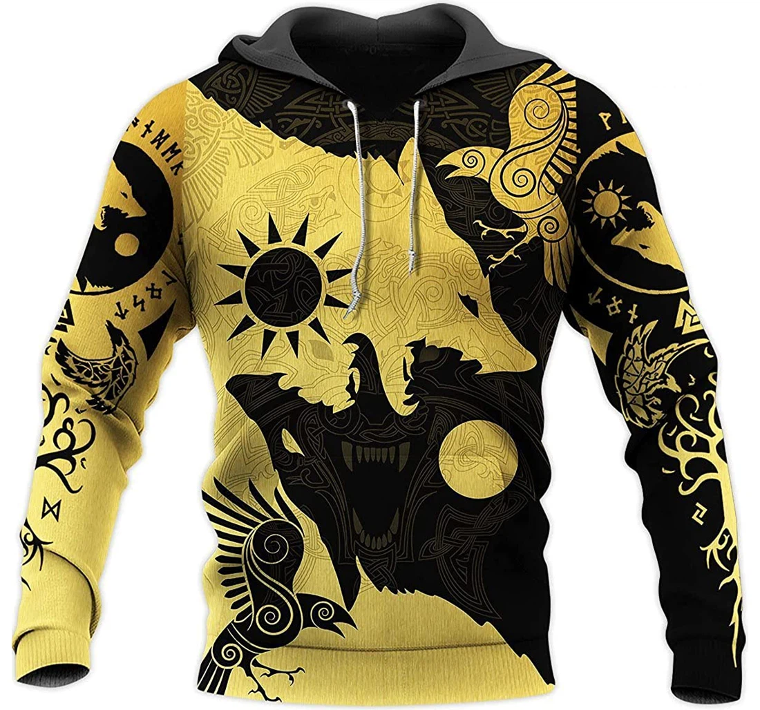 Skoll Hati Viking Valhalla Medieval Tatoo Lightweight Sportwear Up - 3D Printed Pullover Hoodie