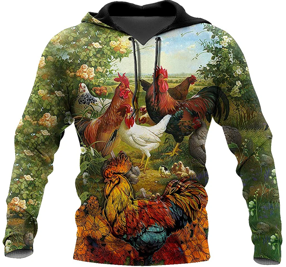 Rooster Lightweight Sportwear Up - 3D Printed Pullover Hoodie