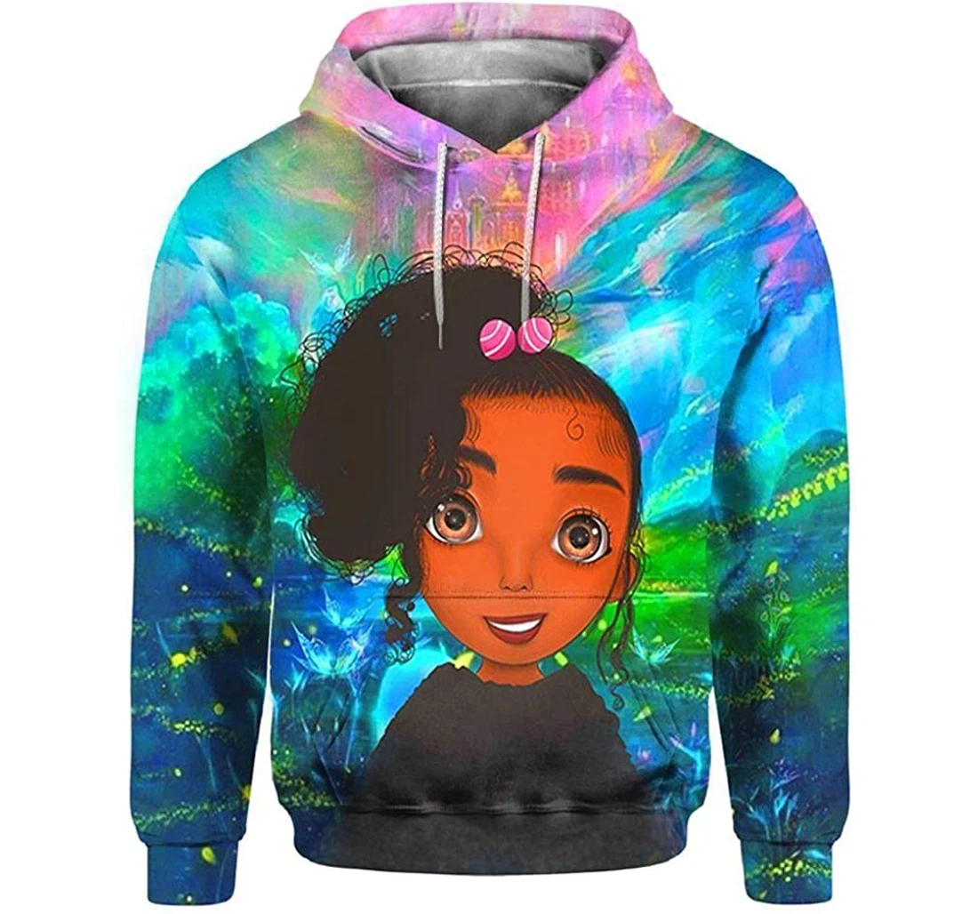 Colorful Bright Cute Afro Curly Hair Lightweight Sportwear Up - 3D Printed Pullover Hoodie