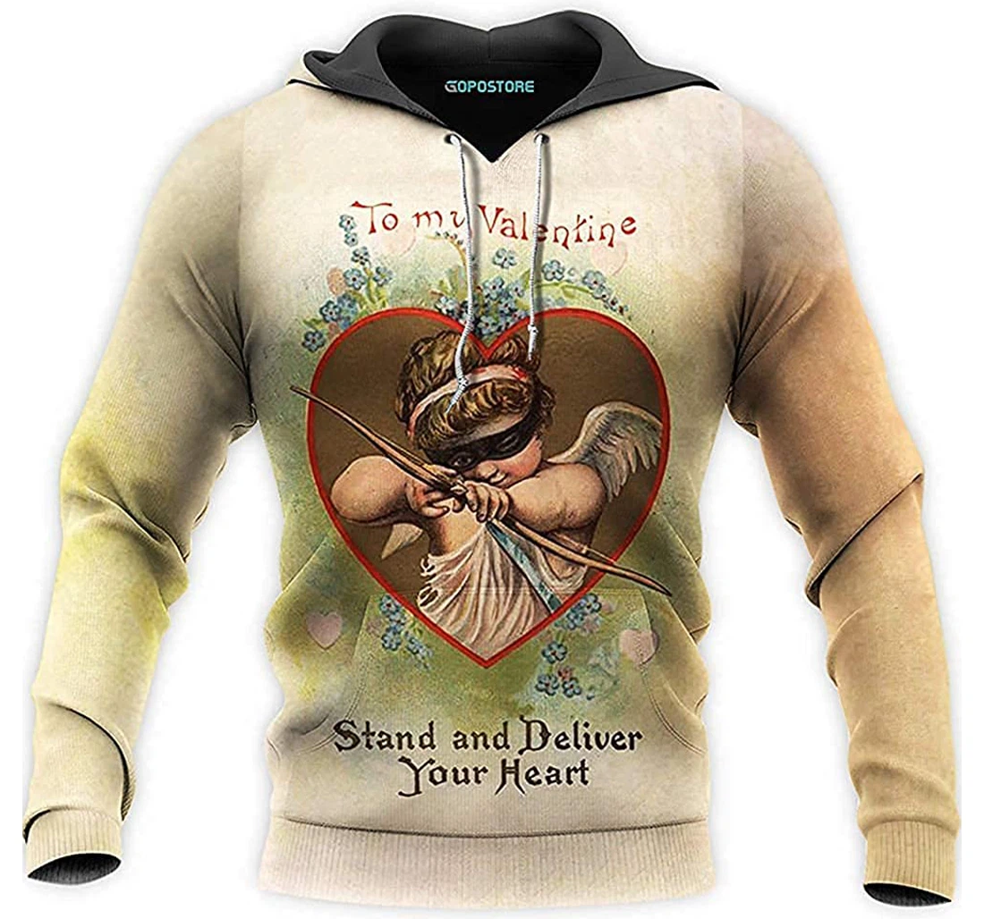 Happy Valentine Day Cupid - 3D Printed Pullover Hoodie