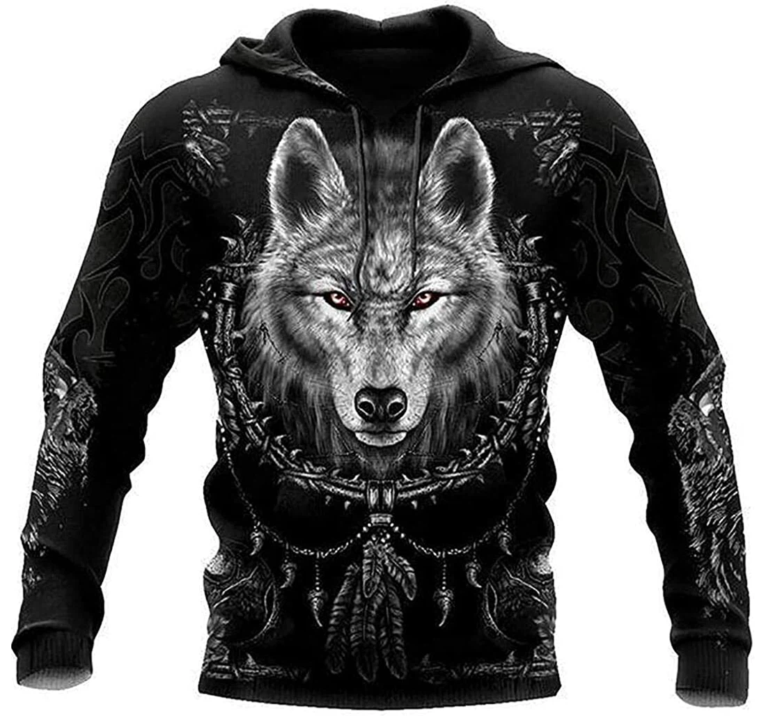 Wolf With American Wolf Lightweight Premium Sportwear Up - 3D Printed Pullover Hoodie