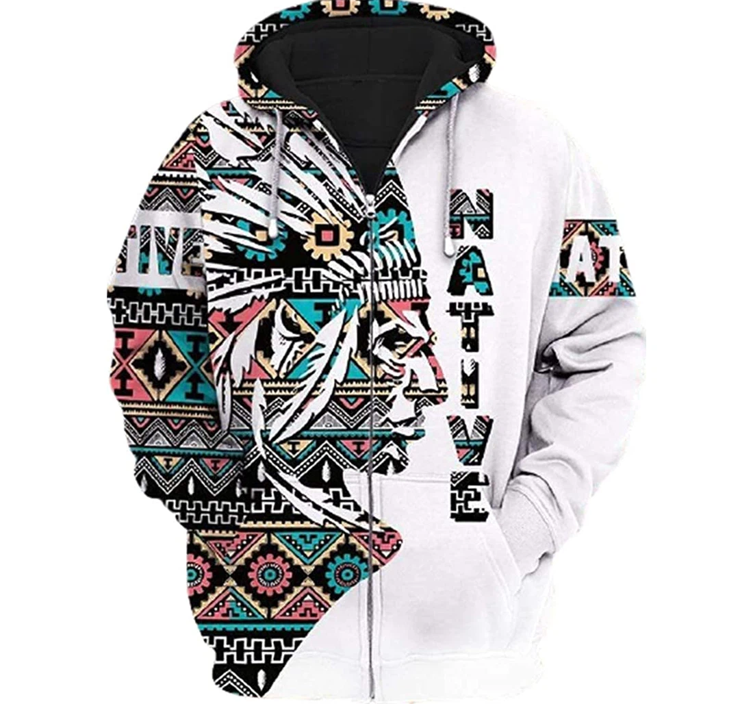 Native American Lightweight Premium Sportwear Up - 3D Printed Pullover Hoodie