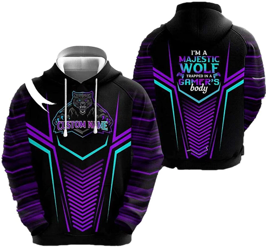 Personalized Wolf Gamer Purple Lightweight Premium Sportwear Up - 3D Printed Pullover Hoodie