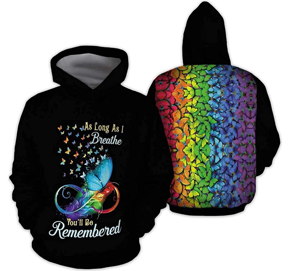 Colorful Butterfly In Lightweight Premium Sportwear Up - 3D Printed Pullover Hoodie