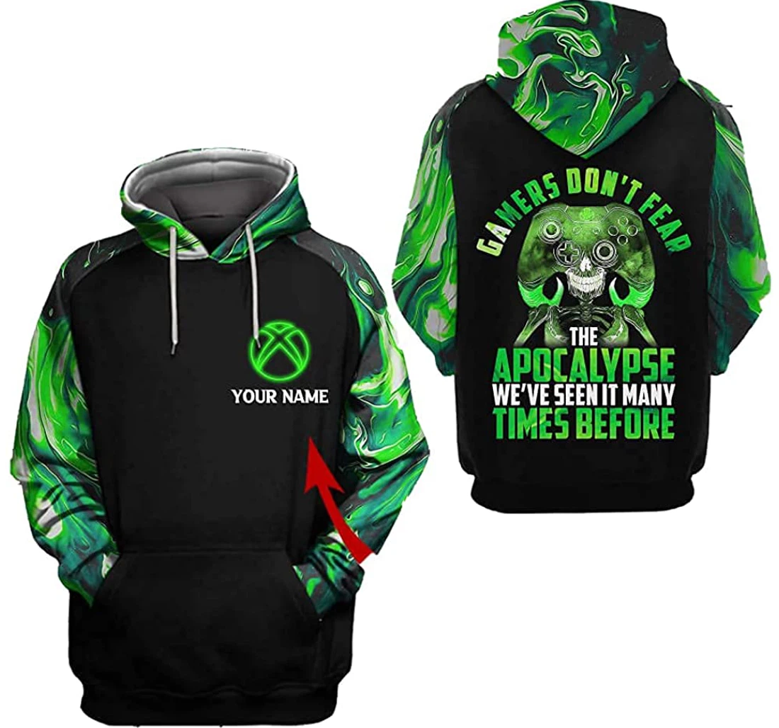 Personalized Green Gamer Control Art Lightweight Premium Sportwear Up - 3D Printed Pullover Hoodie