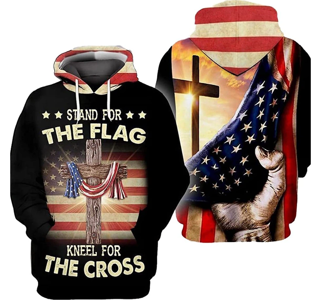 Beautiful Jesus America Flag Art Lightweight Premium Sportwear Up - 3D Printed Pullover Hoodie