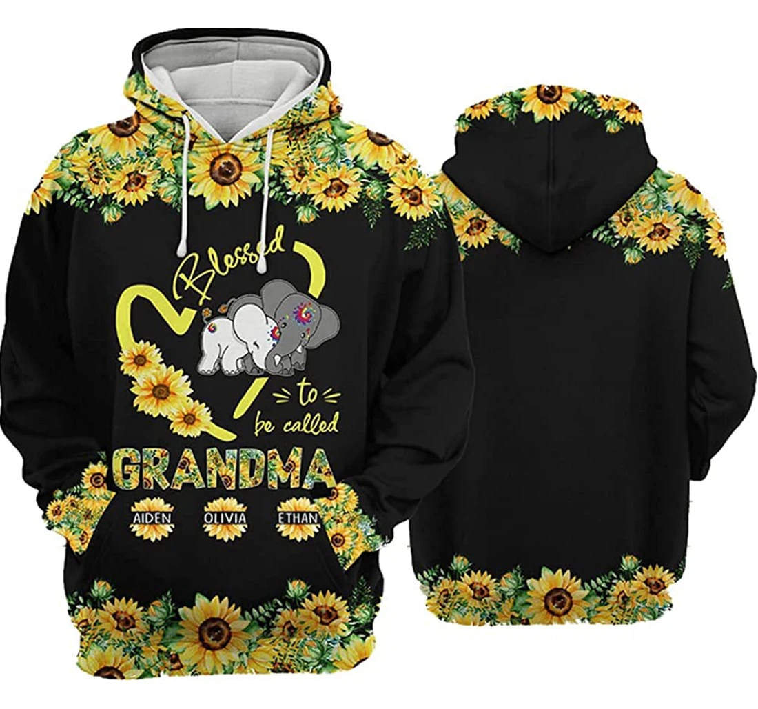 Personalized Blessed To Be Called Grandma Sunflower Lightweight Premium Sportwear Up - 3D Printed Pullover Hoodie