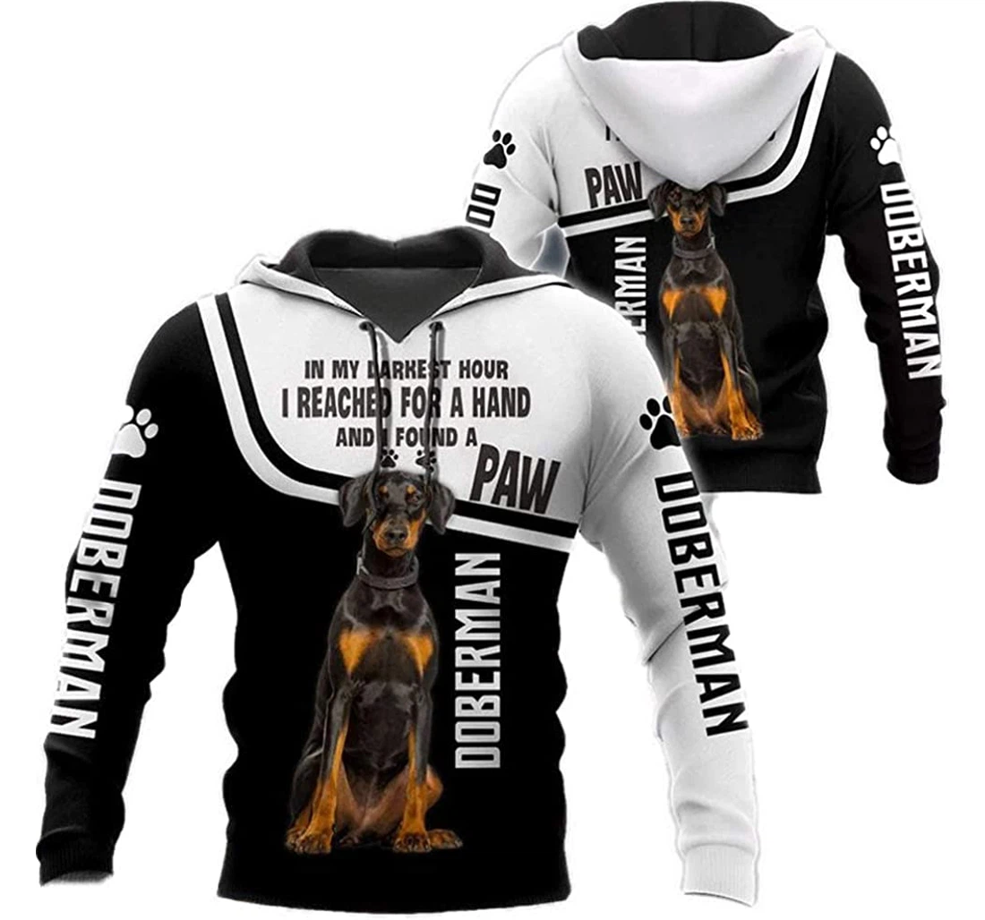 Doberman Paw Lightweight Premium Sportwear Up - 3D Printed Pullover Hoodie