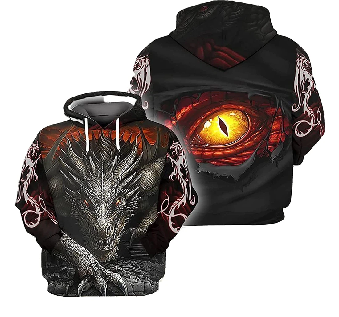 Tattoo Dungeon Dragon Unisex Lightweight Premium Sportwear Up - 3D Printed Pullover Hoodie