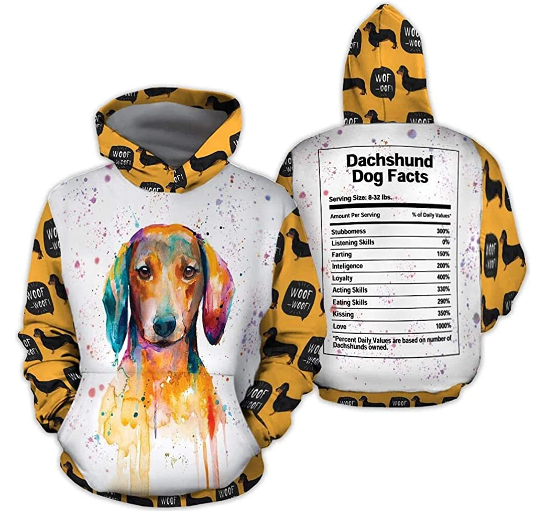 Dachshund Dog Fact Lightweight Premium Sportwear Up - 3D Printed Pullover Hoodie