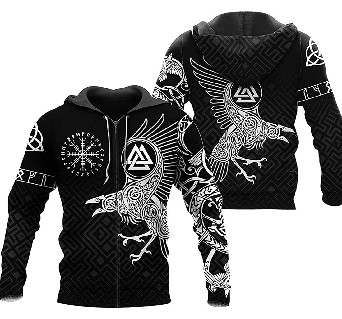 Vikings The Raven Of Odin Tattoo Up Lightweight Premium Sportwear Up - 3D Printed Pullover Hoodie