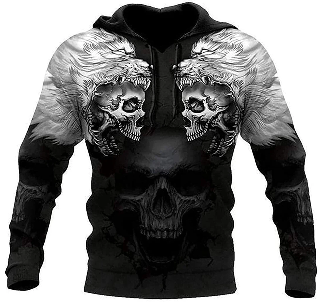 Wolf Skulls Art Design Fleece Lightweight Premium Sportwear Up - 3D Printed Pullover Hoodie