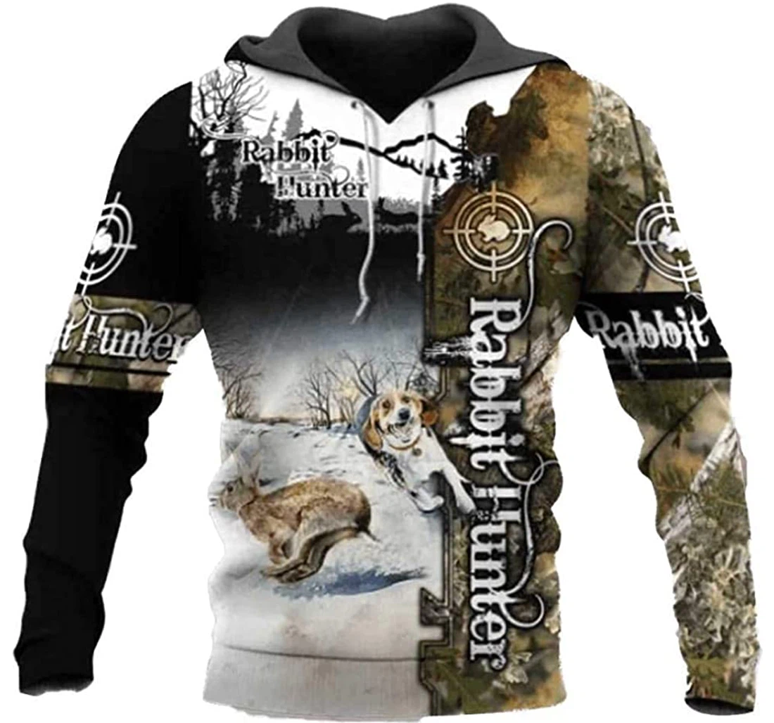 Nice Dog Hunting Rabbit Snow Lightweight Premium Sportwear Up - 3D Printed Pullover Hoodie