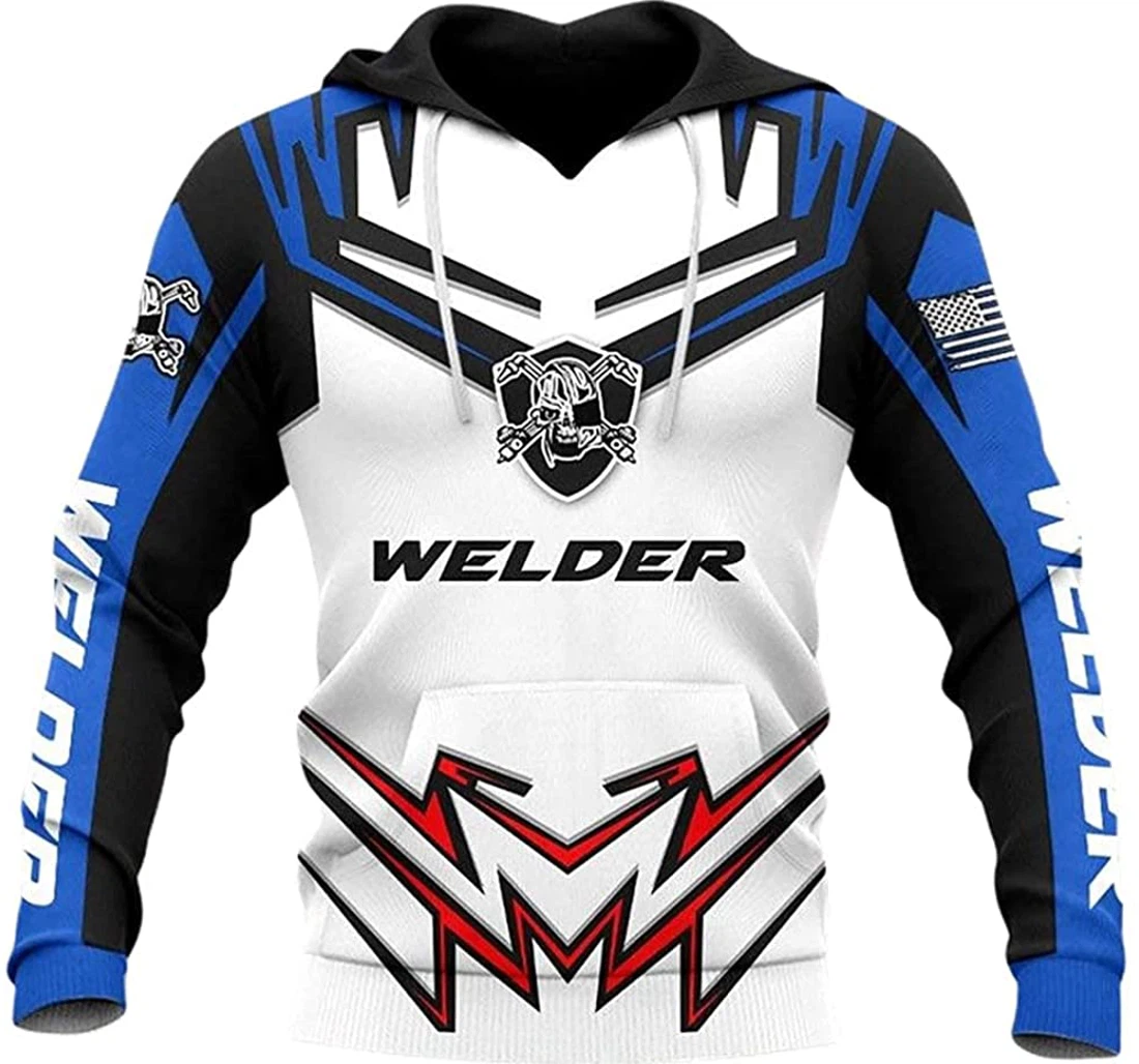 Personalized Name Welder Blue Custume Premium Sportwear Up - 3D Printed Pullover Hoodie