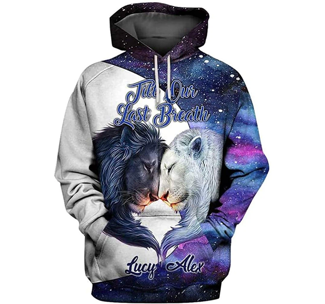 Personalized Name Till Our Last Breath Couple Lion Premium Sportwear Up - 3D Printed Pullover Hoodie