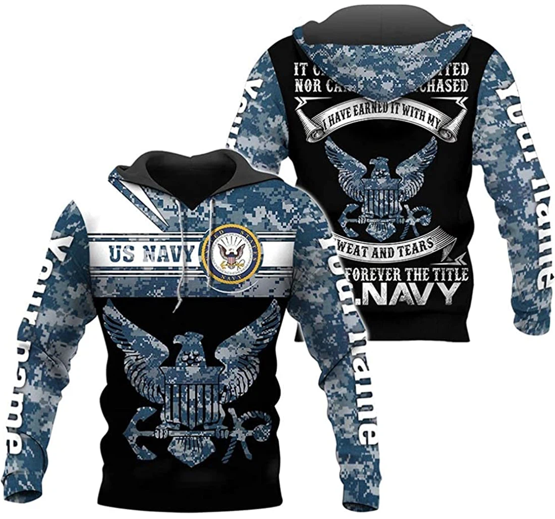 Personalized Name Us Navy It Cannot Be Inherited Own It Lightweight Premium Sportwear Up - 3D Printed Pullover Hoodie