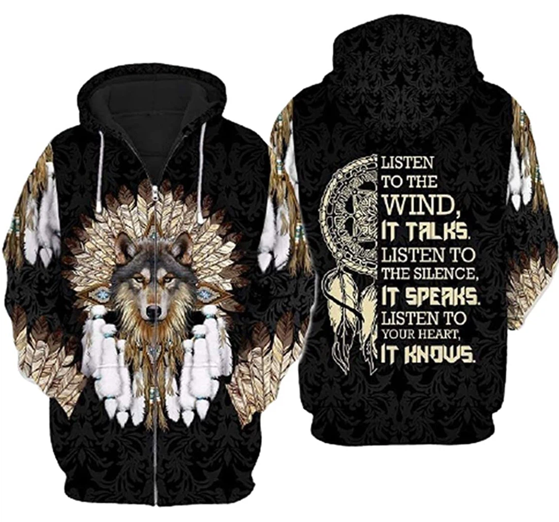 Native American Design Lightweight Premium Sportwear Up - 3D Printed Pullover Hoodie