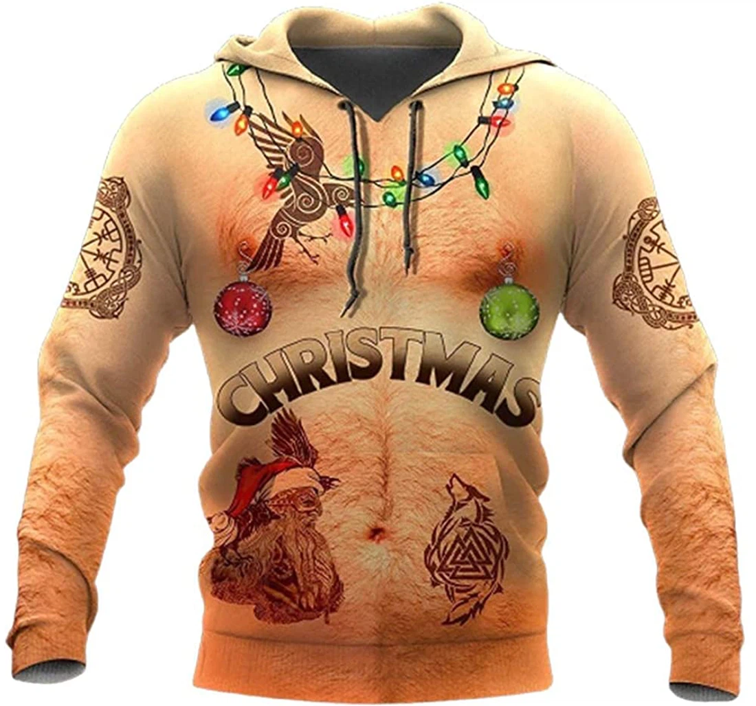 Real Viking Christmas Tattoos Warrior Tattoo Up Lightweight Up - 3D Printed Pullover Hoodie