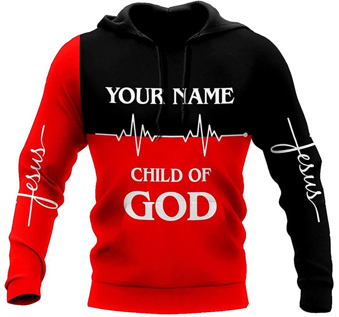 Personalized Name Red Jesus Child Of God Lightweight Premium Sportwear Up - 3D Printed Pullover Hoodie