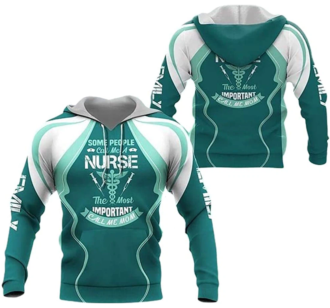 Personalized Name Nurse The Most Important Call Me Mom Blue Lightweight Premium Sportwear Up - 3D Printed Pullover Hoodie