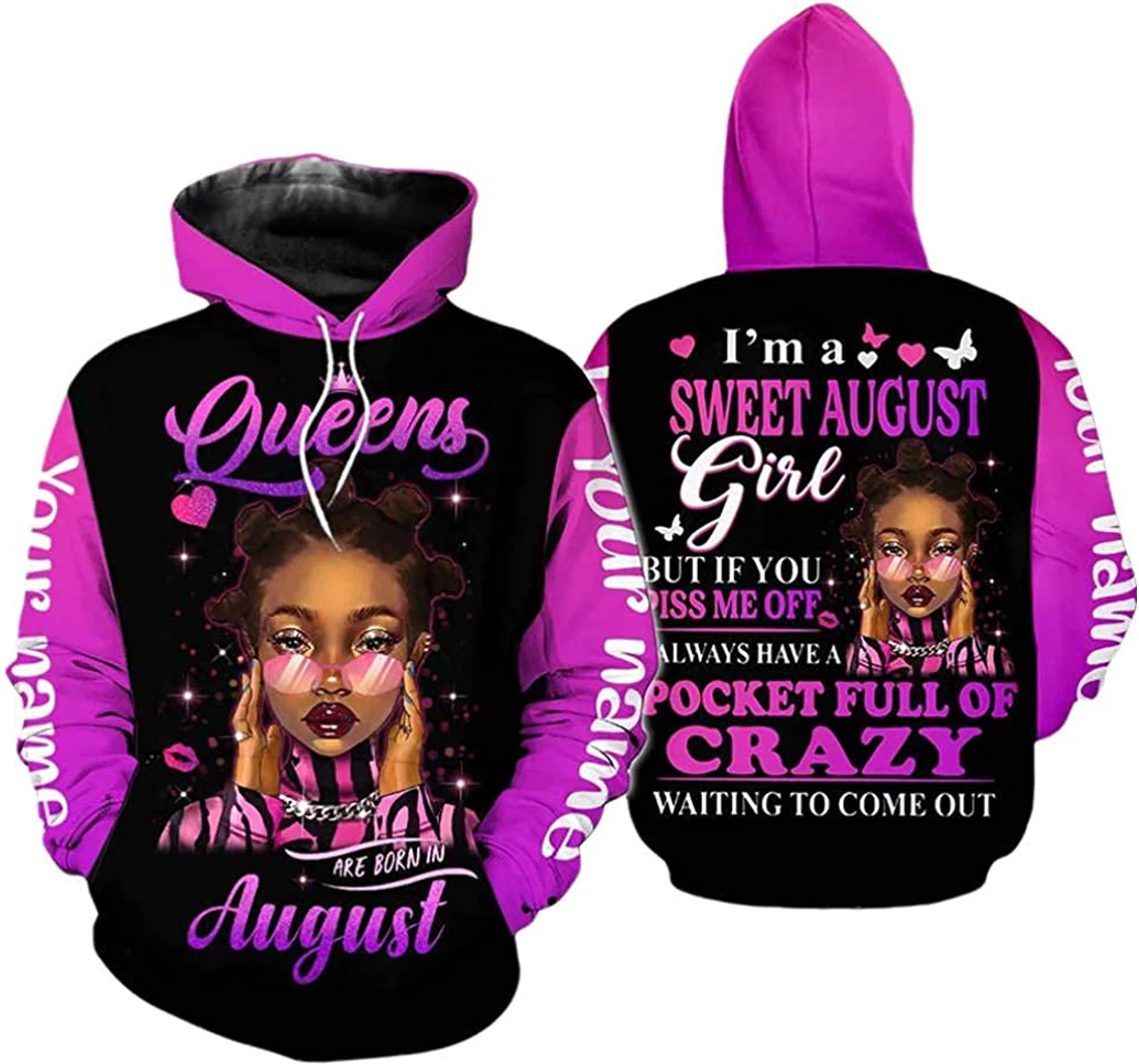 Personalized Name August Girl Sweet August Girl Waiting To Come Lightweight Premium Sportwear Up - 3D Printed Pullover Hoodie