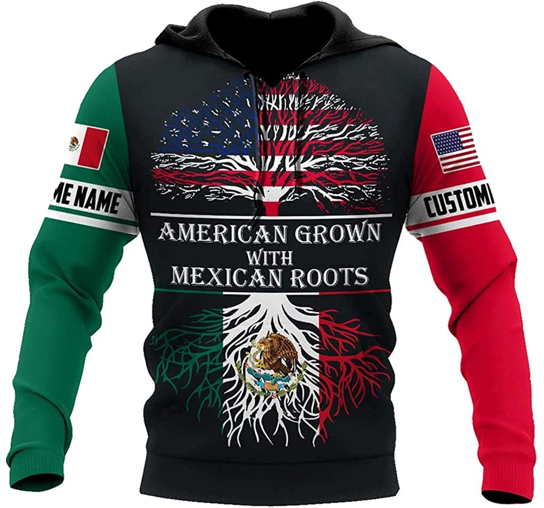 Personalized Name American Grown With Mexican Roots Lightweight Premium Sportwear Up - 3D Printed Pullover Hoodie