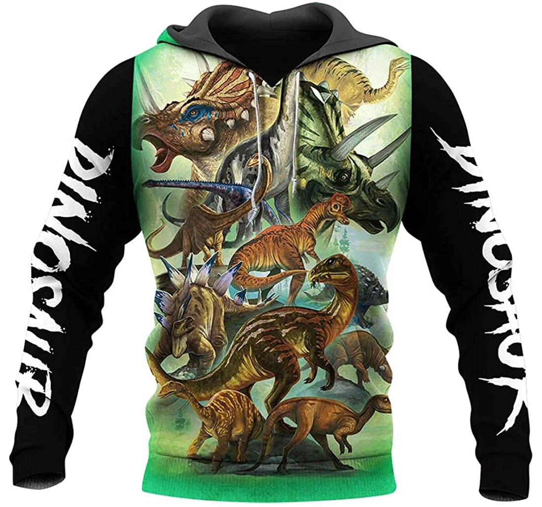 Personalized Name World Dinosaur Art Premium Sportwear Up - 3D Printed Pullover Hoodie