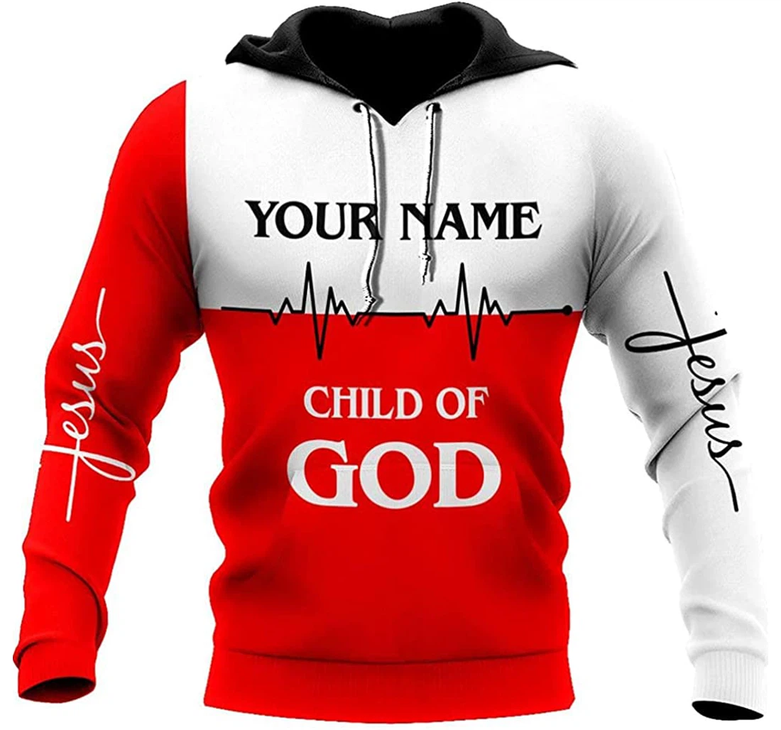 Personalized Name Jesus Child Of God In Red Lightweight Premium Sportwear Up - 3D Printed Pullover Hoodie