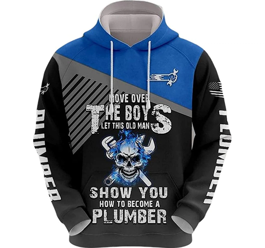 Personalized Name Plumber Skull Show You How To Become Lightweight Premium Sportwear Up - 3D Printed Pullover Hoodie