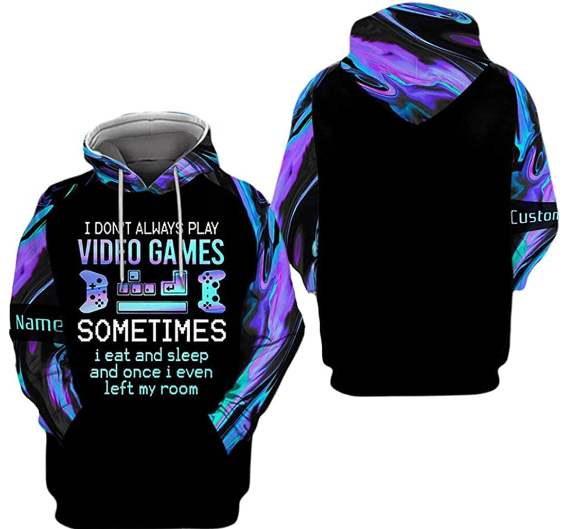 Personalized Name Purple I Don't Always Play Video Games Somtimes Lightweight Premium Sportwear Up - 3D Printed Pullover Hoodie