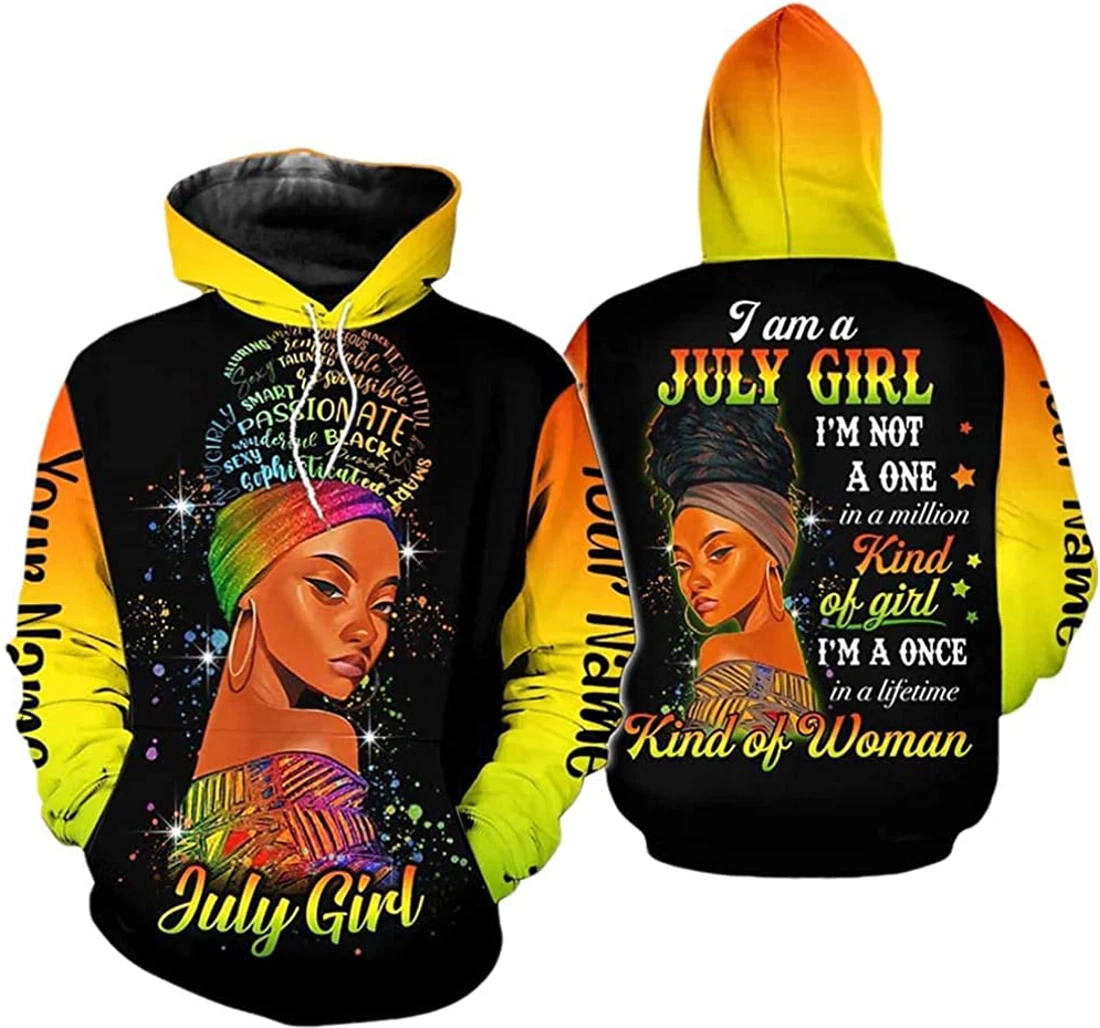 Personalized Name July Girl Queen I'm Not A One Kind Of Woman Lightweight Premium Sportwear Up - 3D Printed Pullover Hoodie