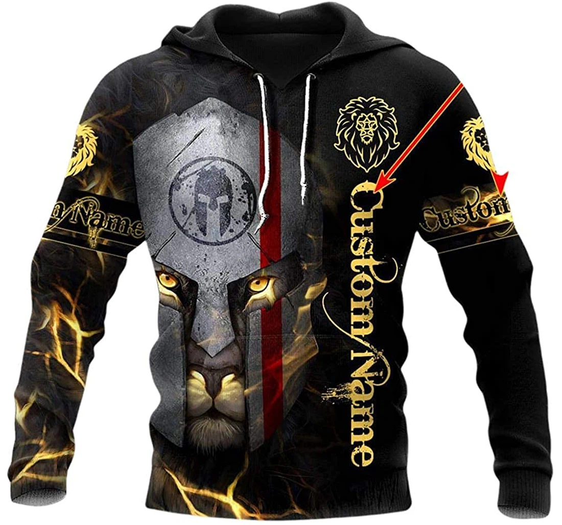 Personalized Name Lion Warrior Lightweight Premium Sportwear Up - 3D Printed Pullover Hoodie