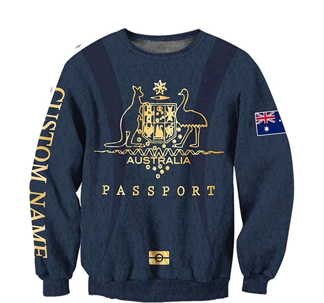 Personalized Name Australian Passport Flag Premium Sportwear Up - 3D Printed Pullover Hoodie