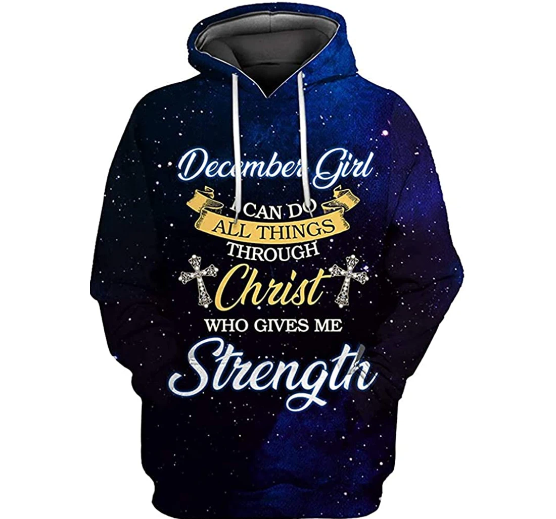 December Girl I Can Do All Things - 3D Printed Pullover Hoodie