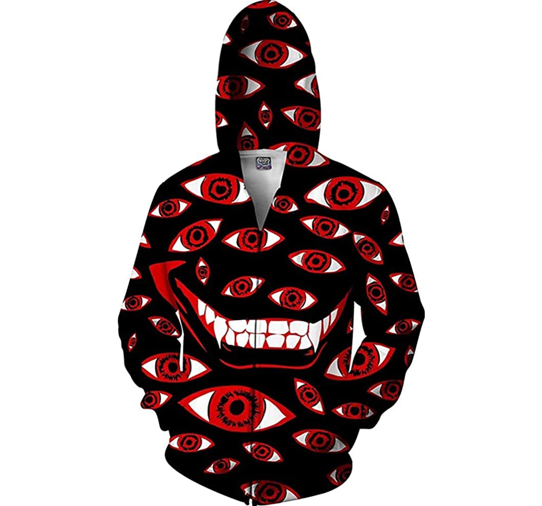 Control Art Restriction Red Eyes - 3D Printed Pullover Hoodie