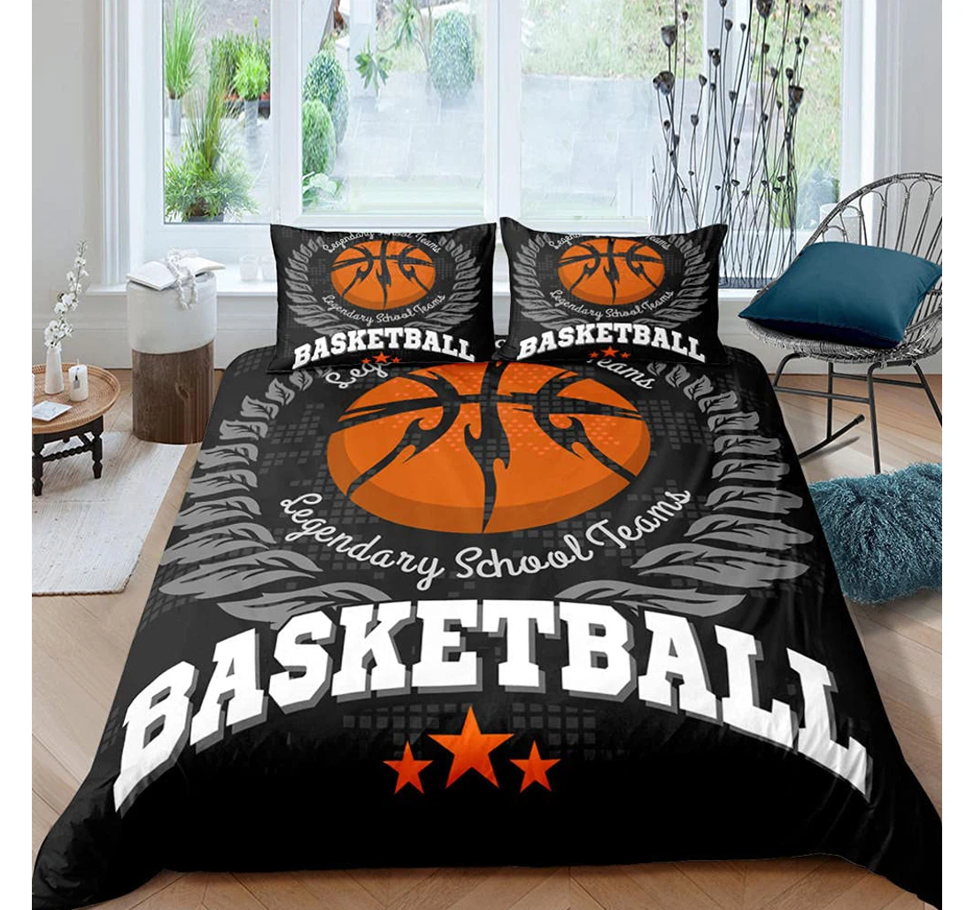 Personalized Bedding Set - Black Basketball Women Included 1 Ultra Soft Duvet Cover or Quilt and 2 Lightweight Breathe Pillowcases