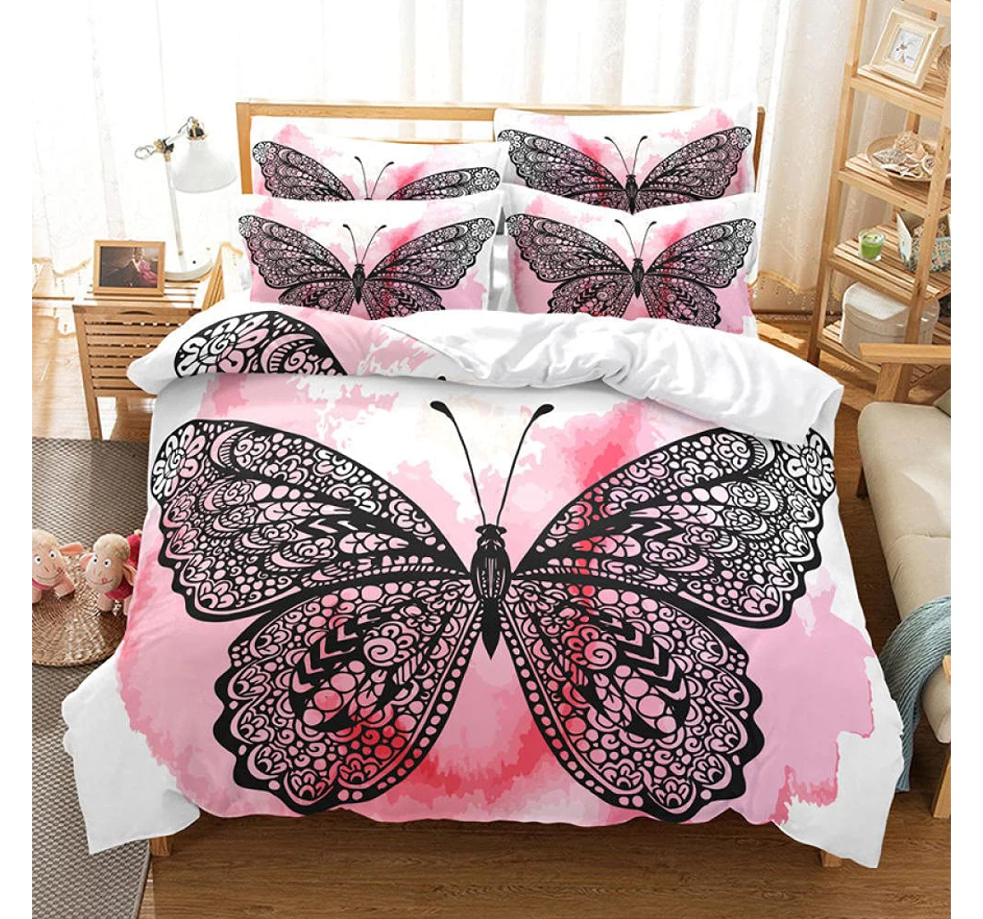 Personalized Bedding Set - Pattern Butterfly Included 1 Ultra Soft Duvet Cover or Quilt and 2 Lightweight Breathe Pillowcases
