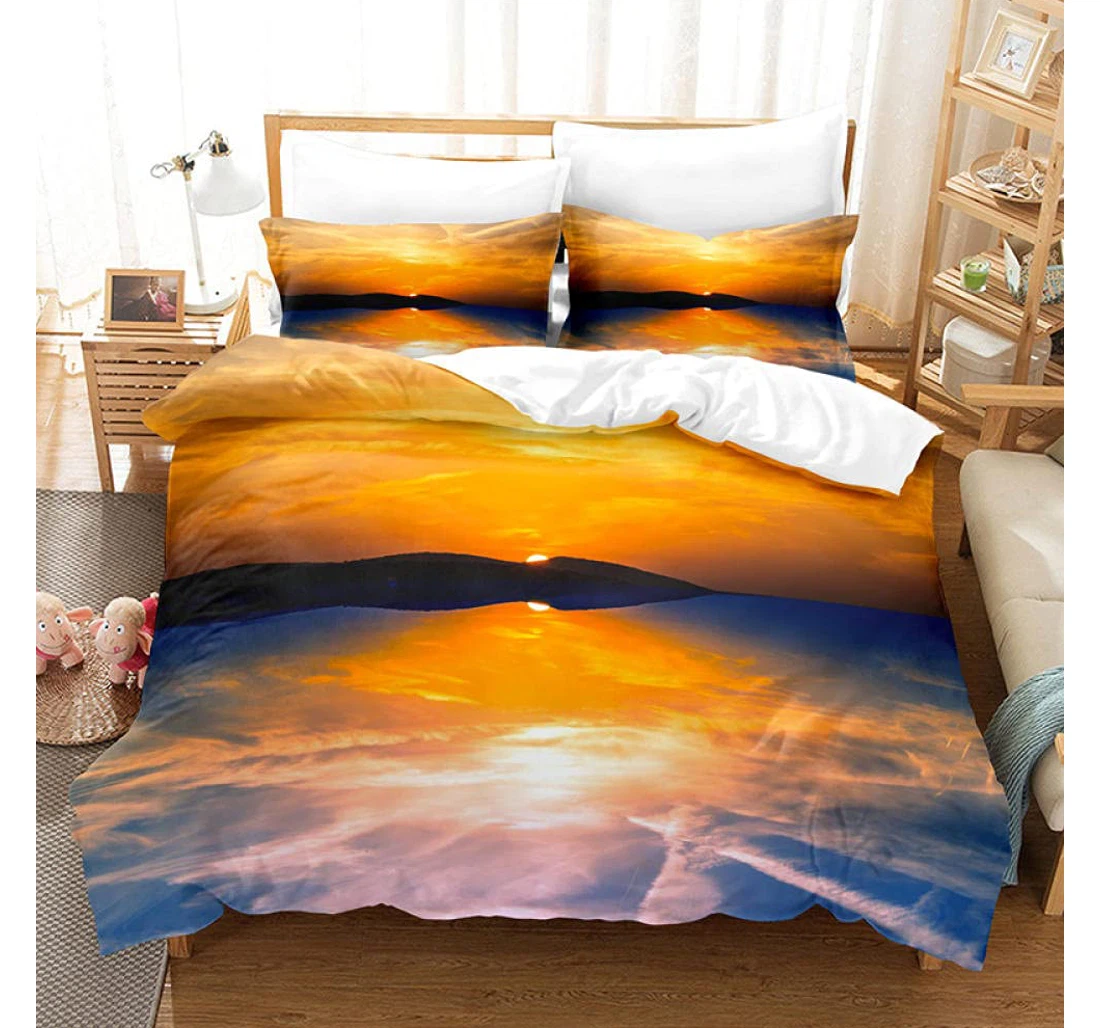 Personalized Bedding Set - Sunset Scenery Included 1 Ultra Soft Duvet Cover or Quilt and 2 Lightweight Breathe Pillowcases