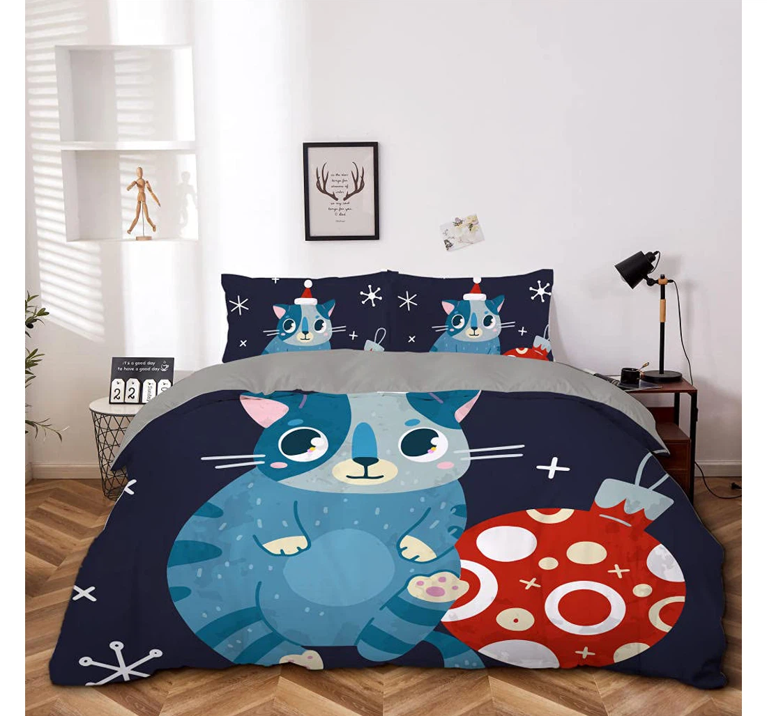 Personalized Bedding Set - Black Kitten Child Included 1 Ultra Soft Duvet Cover or Quilt and 2 Lightweight Breathe Pillowcases