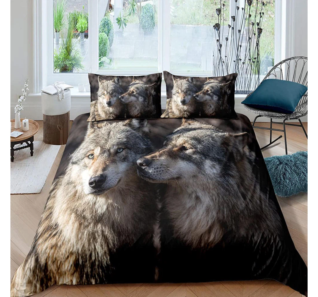 Personalized Bedding Set - Black Wolf Women Included 1 Ultra Soft Duvet Cover or Quilt and 2 Lightweight Breathe Pillowcases